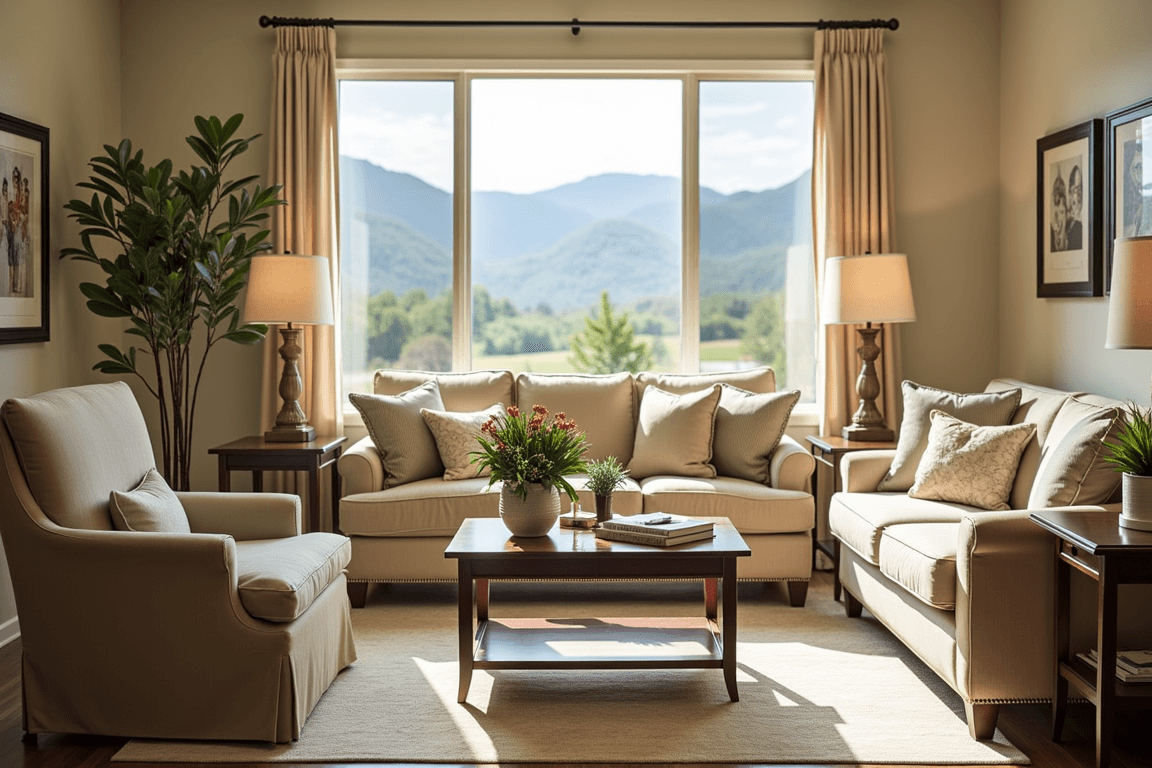 Spacious living room in a William Center residence